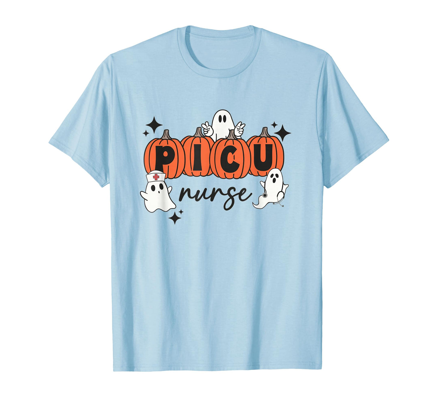 Cute Ghosts PICU Nurse Halloween Pumpkins Pediatric ICU T-Shirt