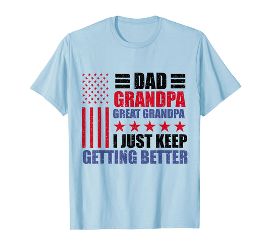Usa Dad Grandpa Great Grandpa Father's Day American Flag Men T-Shirt