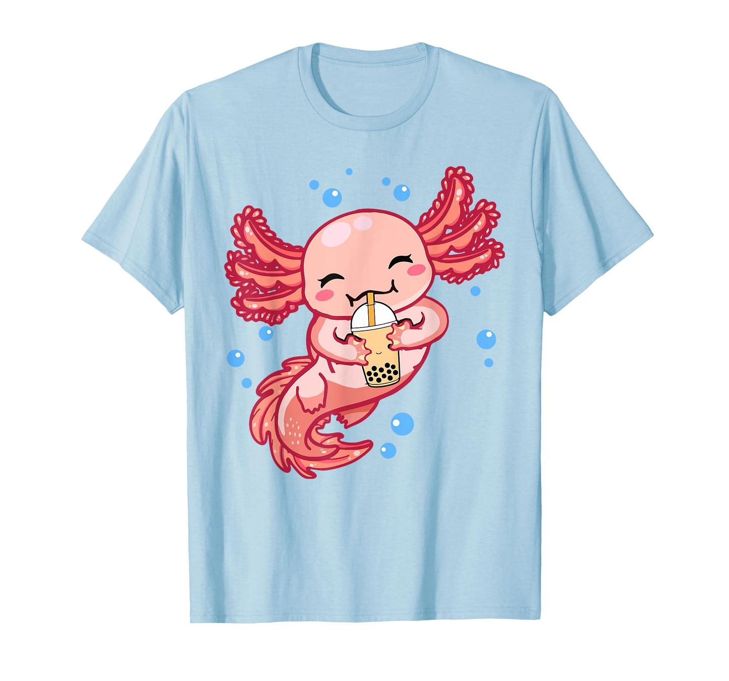 Cute Anime Axolotl Boba Bubble Tea Kids Girls Women Kawaii T-Shirt