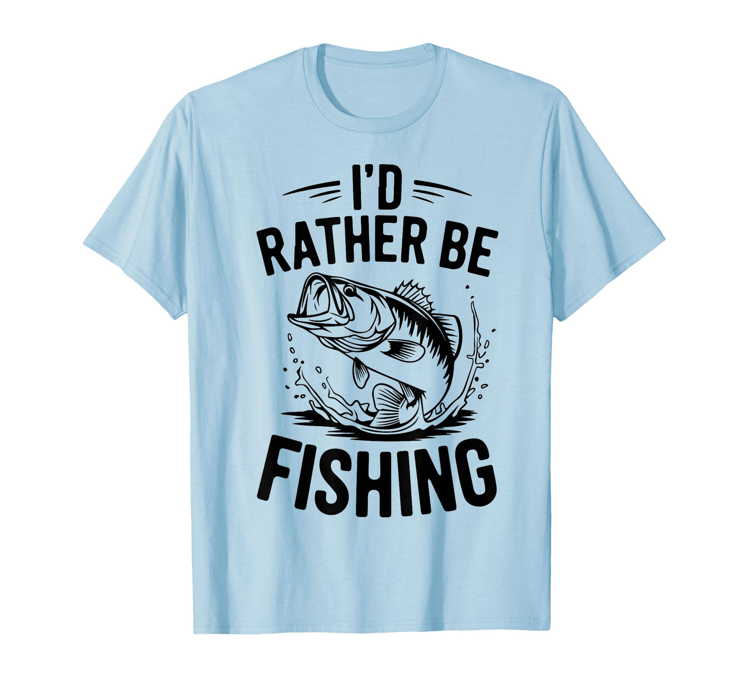 Youth Boys I'd Rather Be Fishing Largemouth Bass Fish Humor T-Shirt