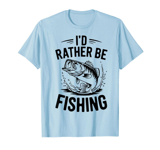 Youth Boys I'd Rather Be Fishing Largemouth Bass Fish Humor T-Shirt