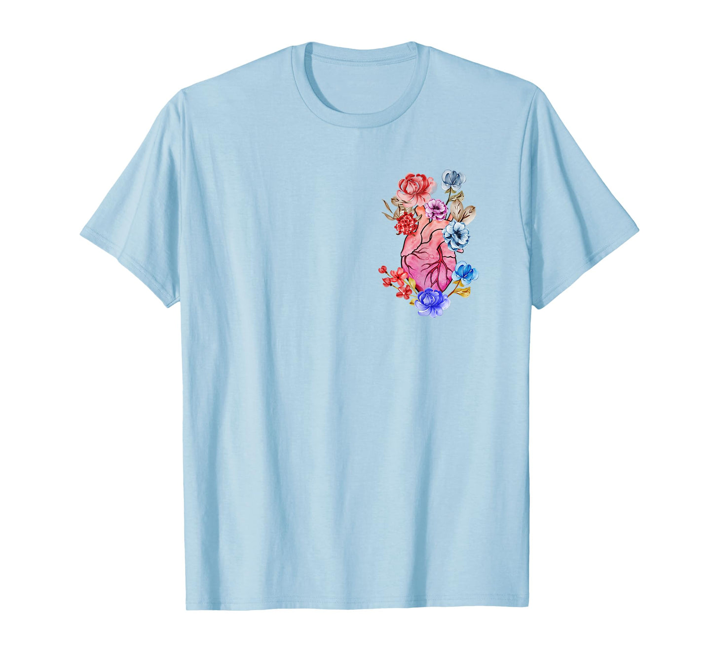 Anatomical Heart Human Heart Anatomy Flowers Floral T-Shirt