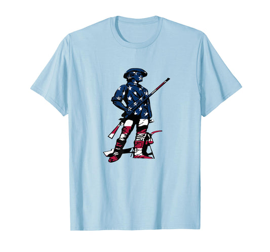 Minute Man Statue - American Flag Silhouette T-Shirt
