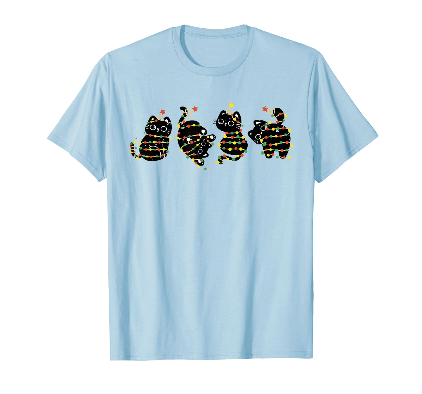 Cute Cat Lover Funny Xmas Holiday Black Cat Christmas Lights T-Shirt