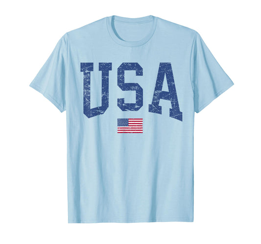 USA Women Men Kids Patriotic American Flag Distressed T-Shirt