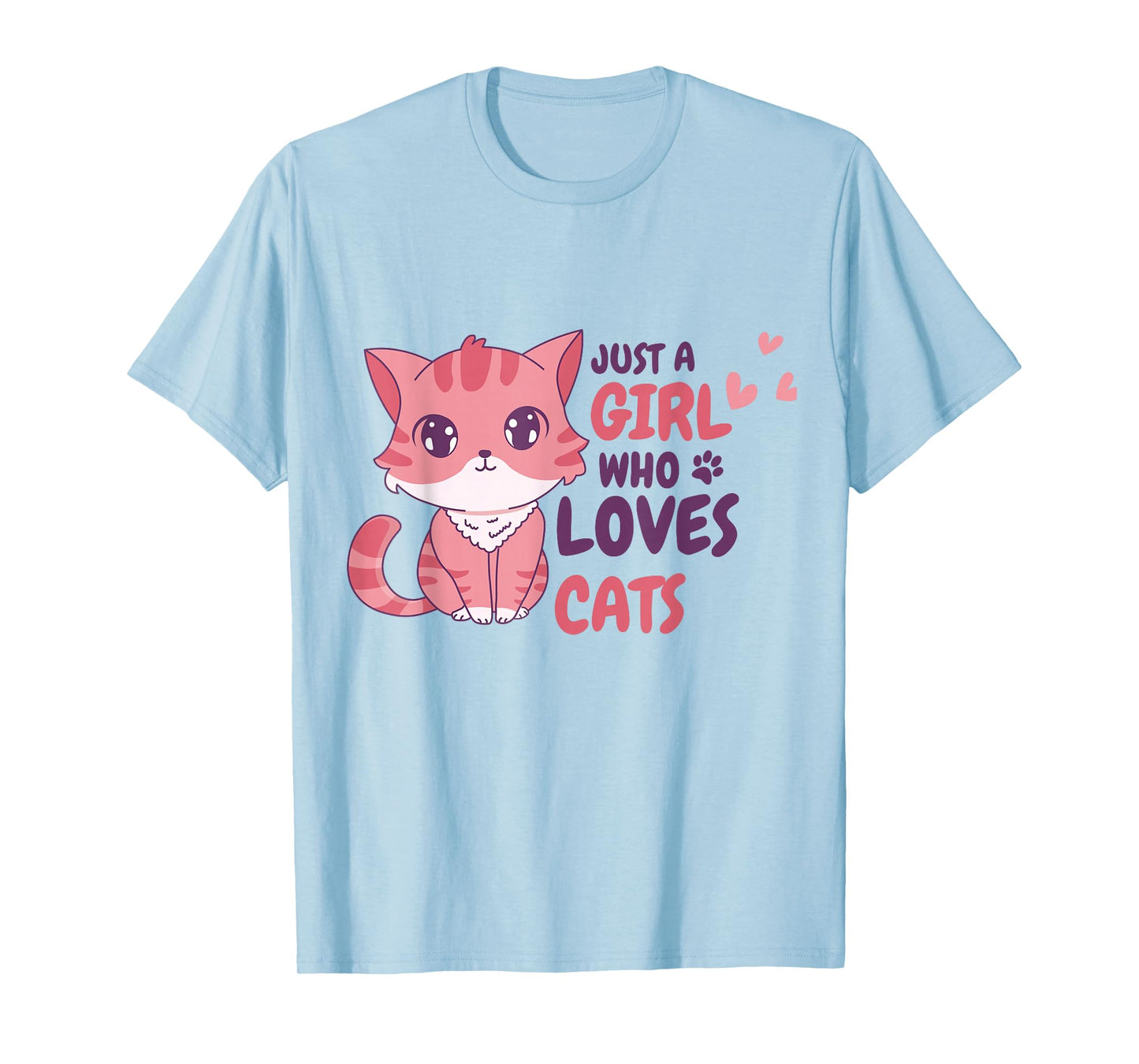 Just A Girl Who Loves Cats Cute Cat Shirt Gifts Kids Girls T-Shirt