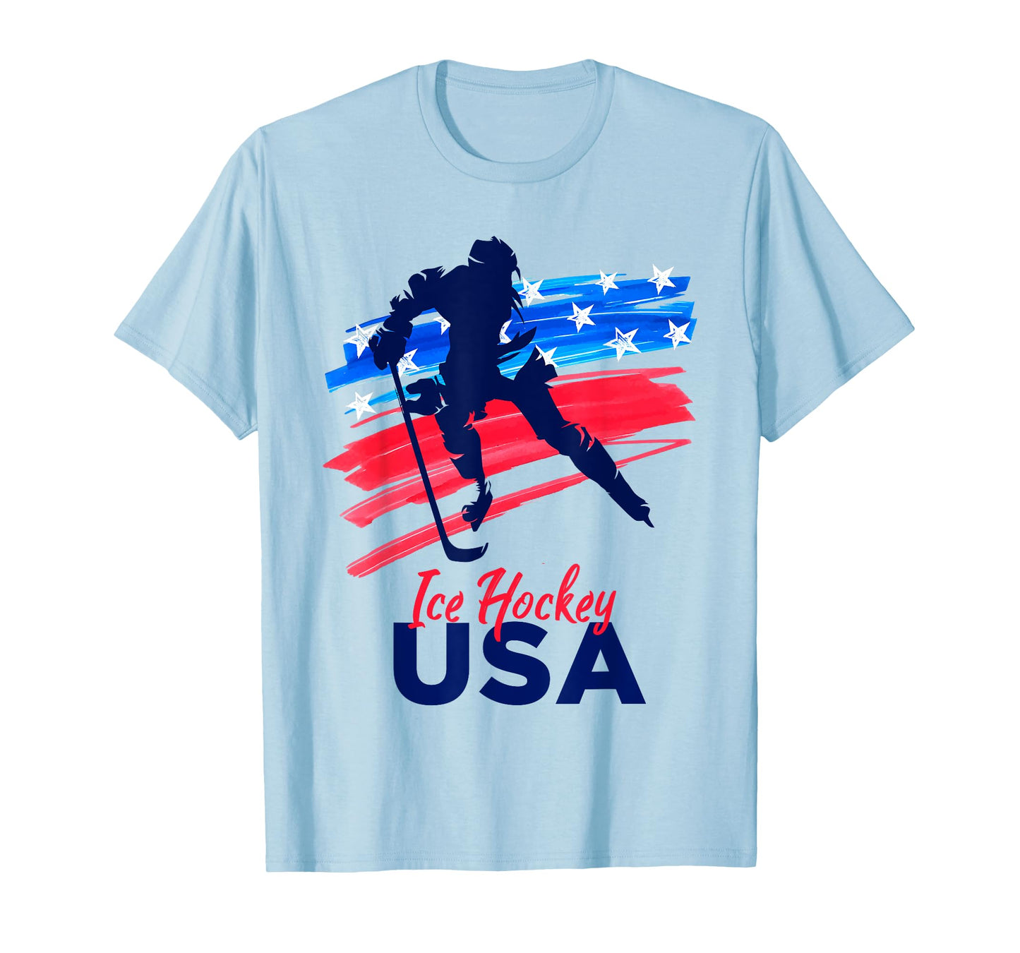 Ice Hockey USA Support the Team Tshirt USA Flag Hockey Lover T-Shirt