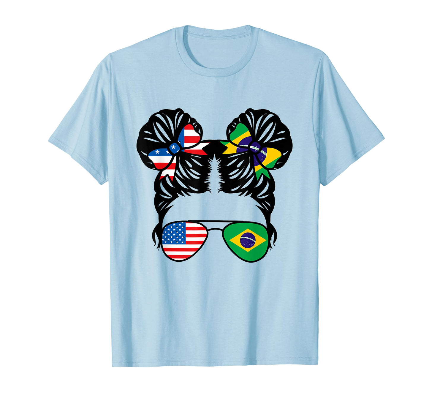 Half American Half Brazilian Girl USA Brazil Flag Patriot T-Shirt Small