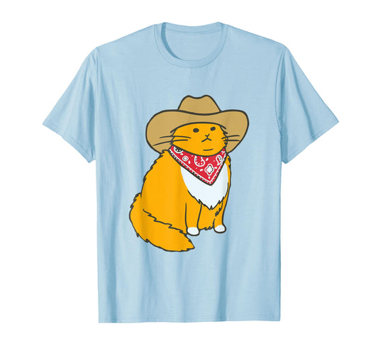 Cowboy Cat Meme Western Country Funny Chubby Kitten T-Shirt