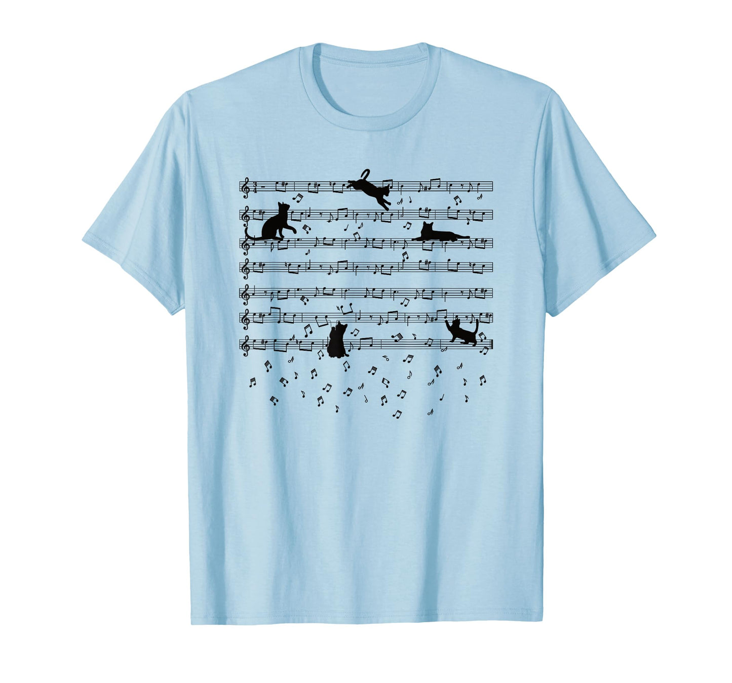 Cute Kitty Playing Music Note Clef Musician Music Cat Lover T-Shirt Small