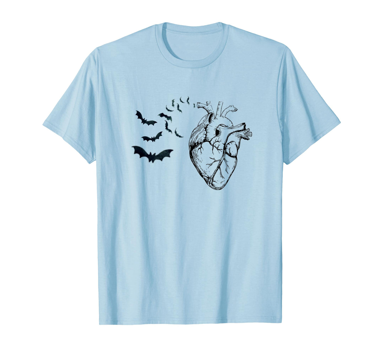 Cool Anatomical Heart With Bats Halloween Cardiac Anatomy T-Shirt