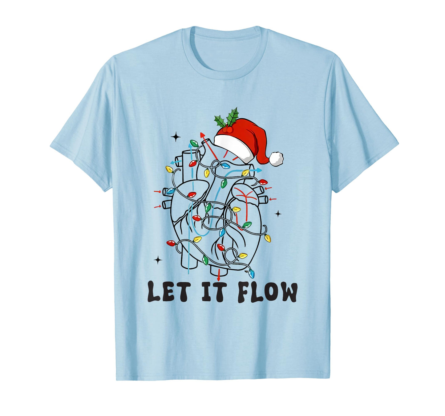 Christmas Cardiac Nurse Heart Anatomy Cath Lab CVICU Cv Icu T-Shirt