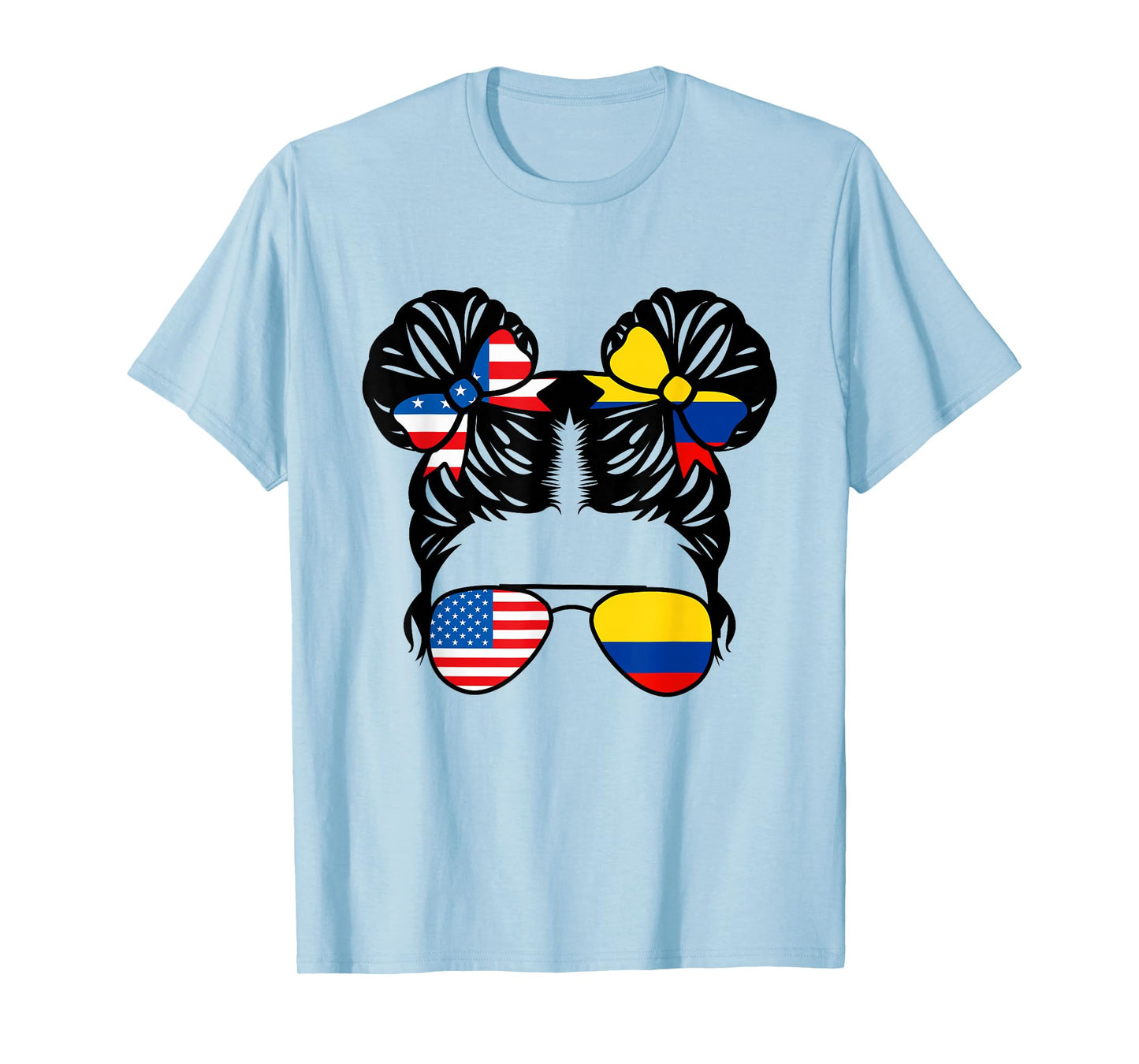 Half American Half Colombian Girl USA Colombia Flag Patriot T-Shirt Small