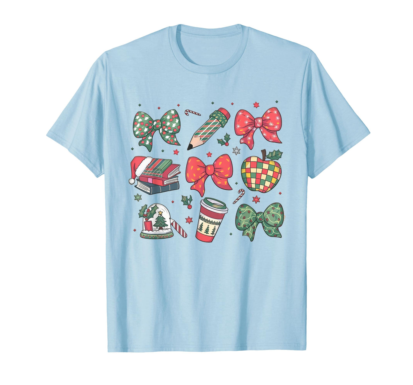 Coquette Bow Teacher Christmas Elementary School Xmas Winter T-Shirt