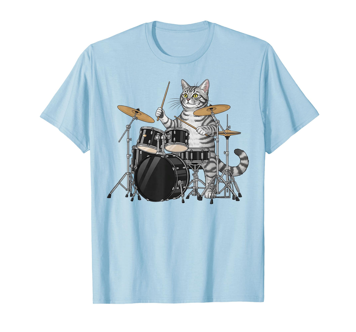 Cat Playing Drums Drumset Drumkit Drumming Drum Drummer T-Shirt