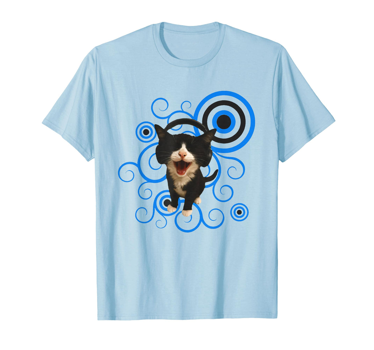 Frutiger Aero Cat Meme Funny Headphone Kitty Cat Lover T-Shirt