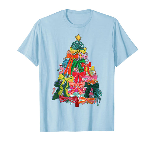 Coquette Bow Christmas Tree Xmas Holiday Girly Outfit Women T-Shirt