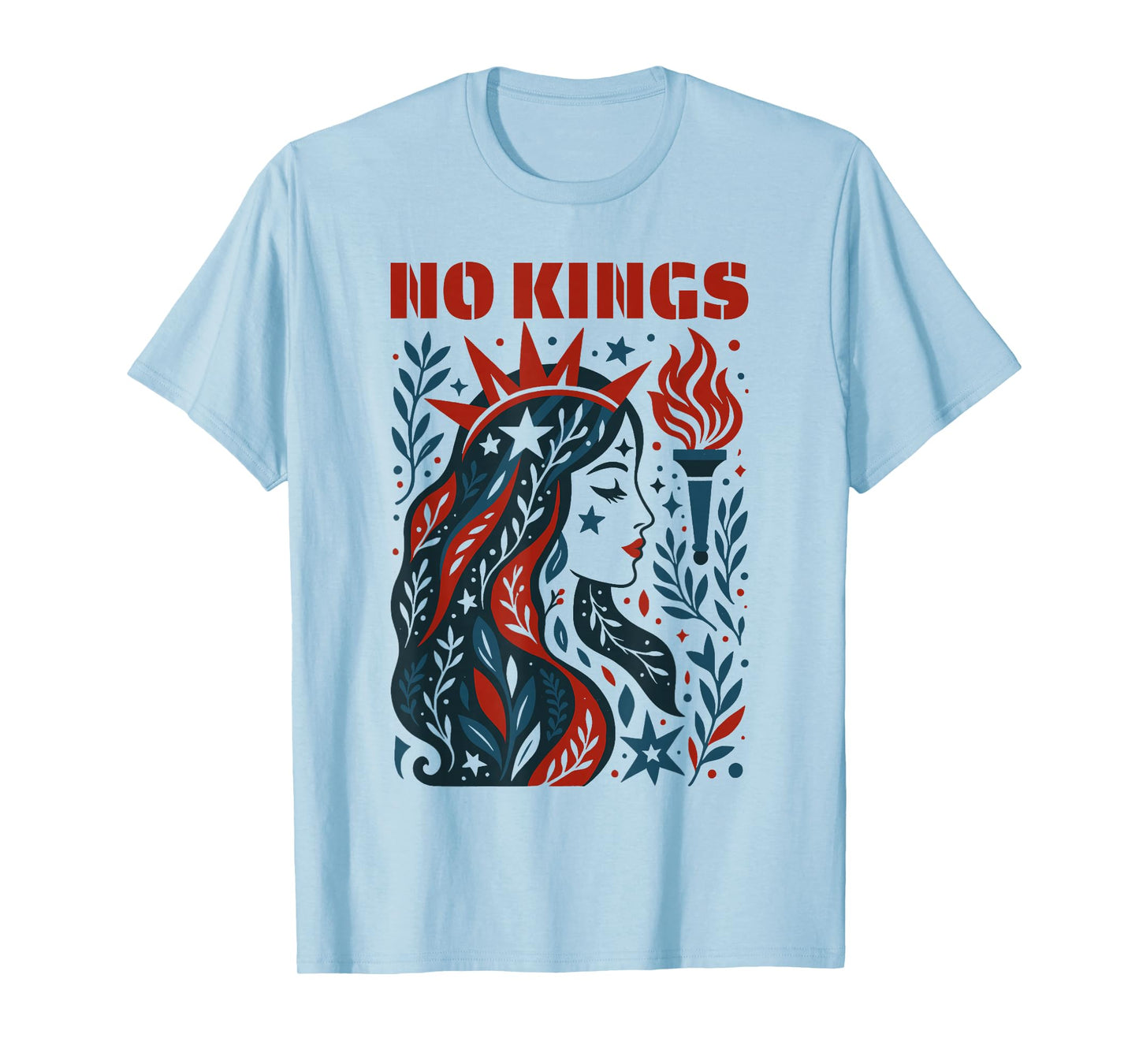No Kings Retro Patriotic Woman Liberty Art 4th of July T-Shirt
