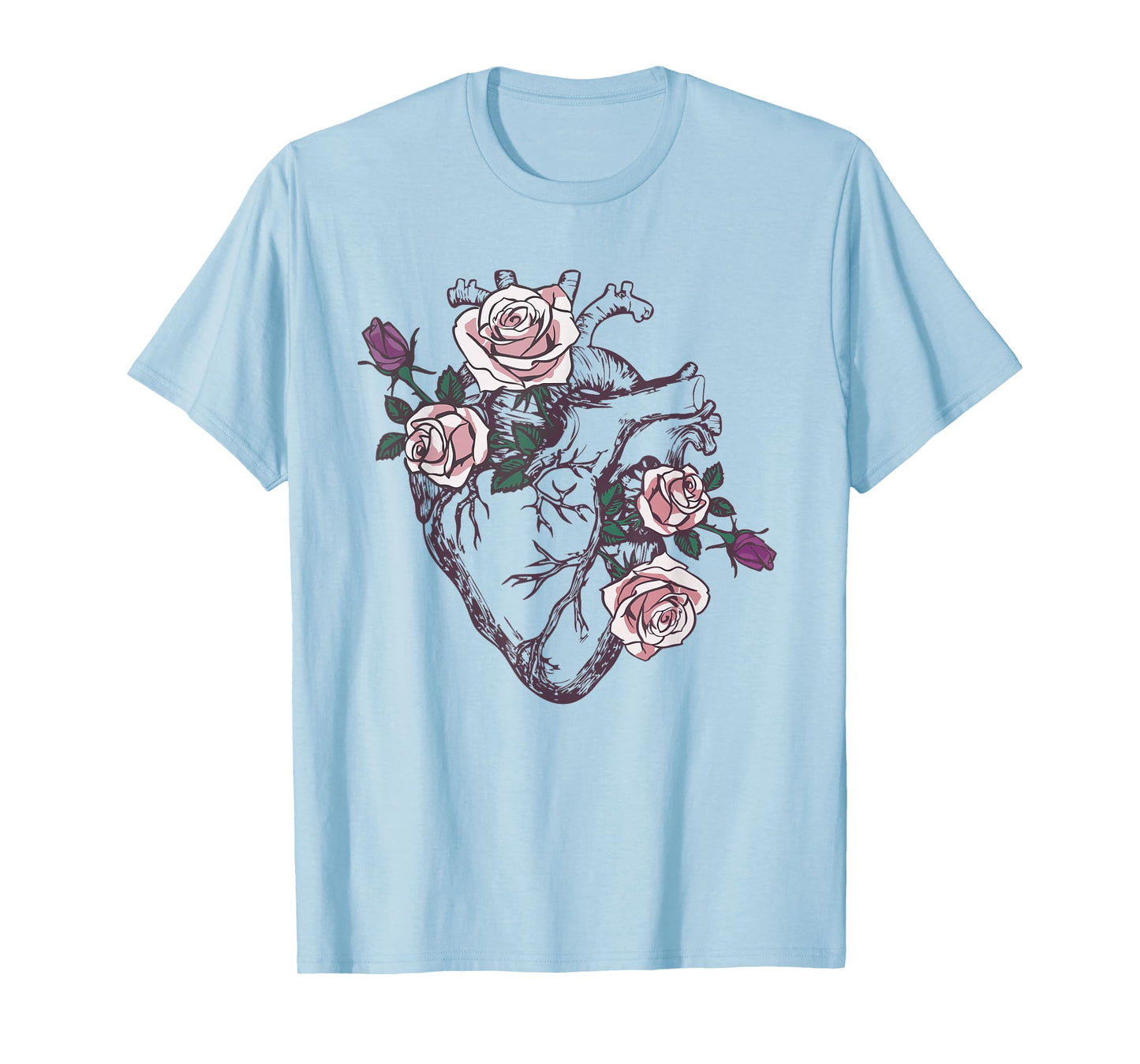 Anatomical Heart Floral Cute Roses Human Anatomy Love Nurse T-Shirt