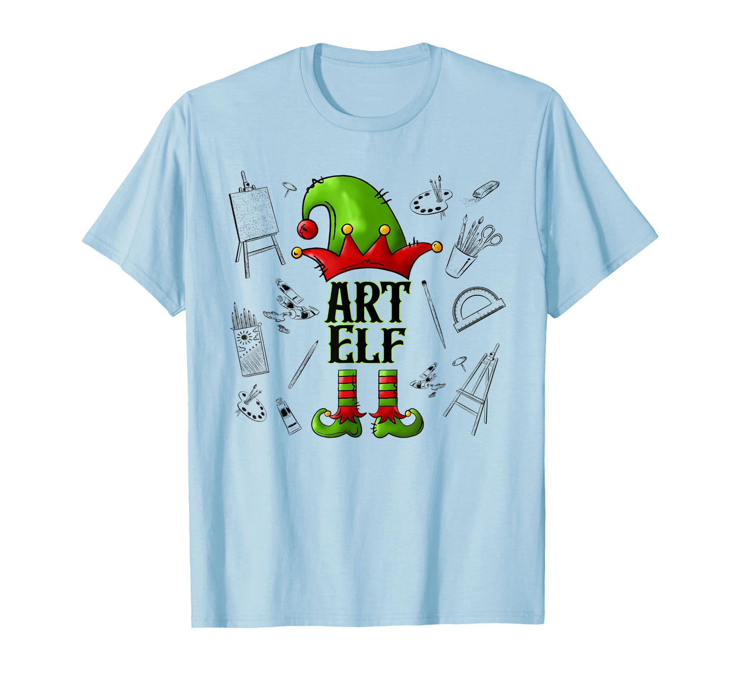 Art Elf Christmas Pajama Merry Christmas Art Teacher T-Shirt for Men Women Kids