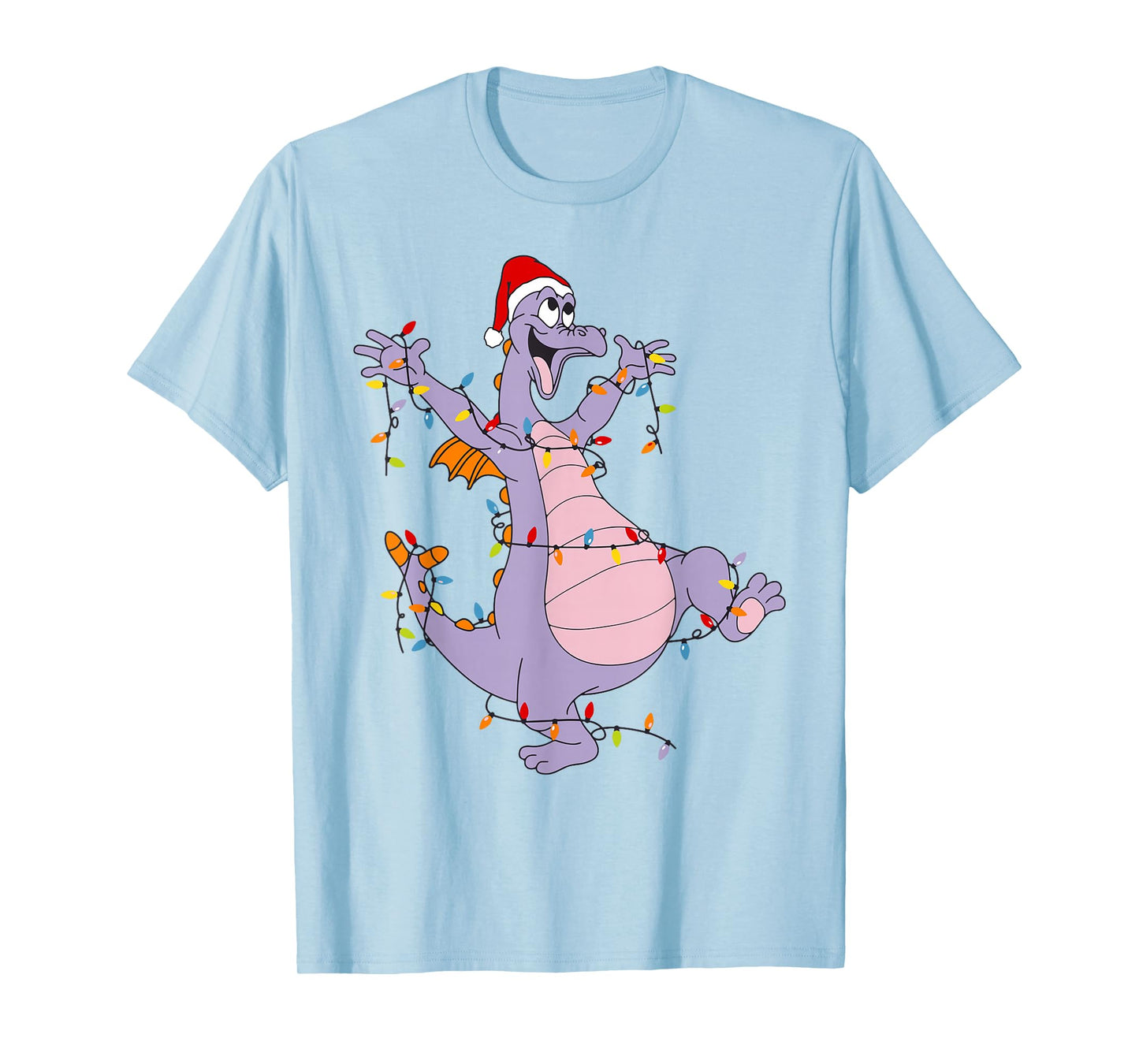 Cute Dragon Christmas Lights Santa Hat Animal Men Women Kids T-Shirt