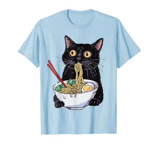 Anime Cat Ramen T-Shirt – Kawaii Japanese Food Graphic Tee T-Shirt
