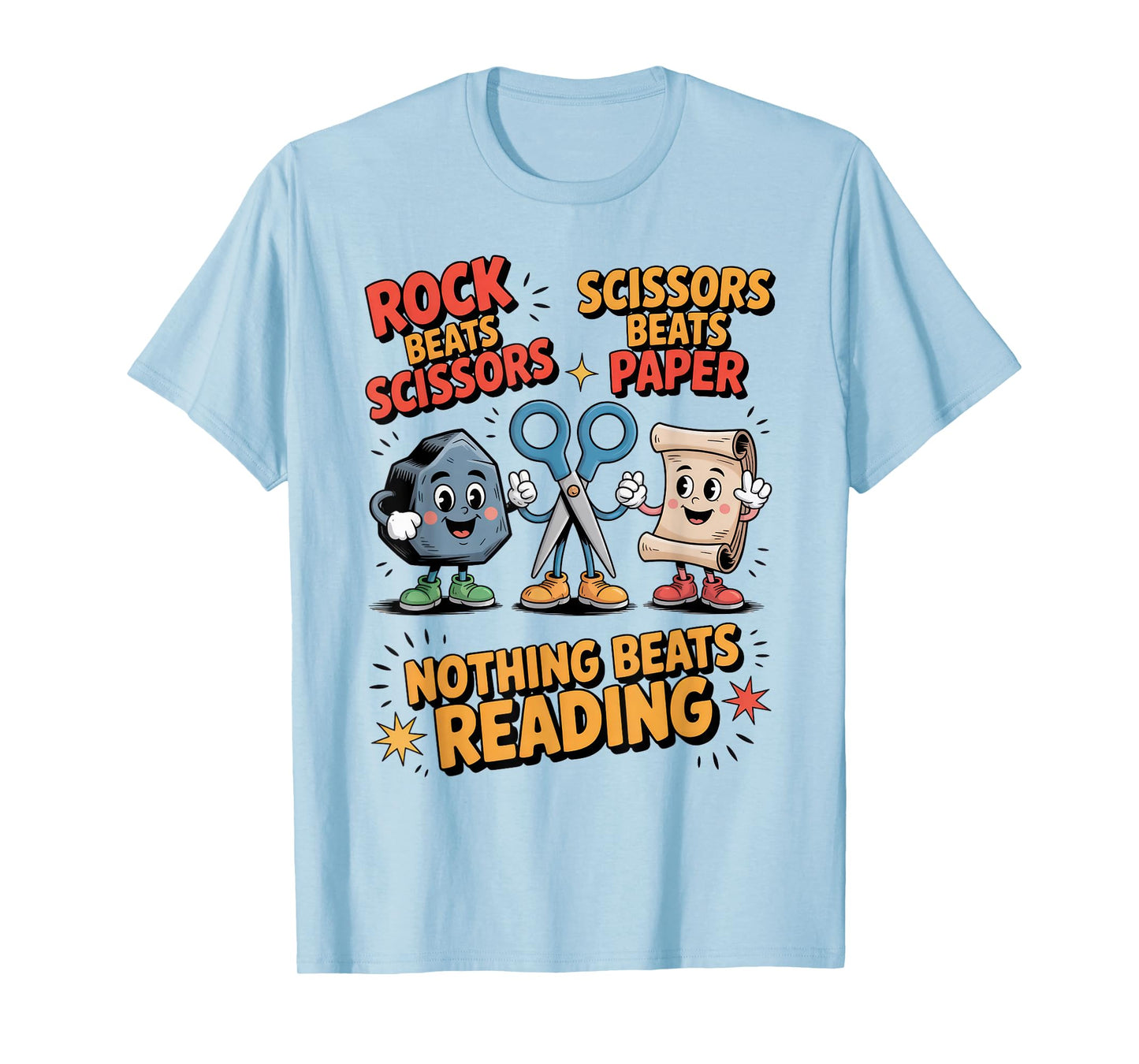 Nothing Beats Reading Rock Paper Scissors Funny Book Lover T-Shirt
