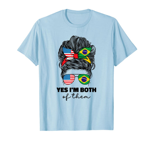 Half American And Brazilian America Usa Brazil Flag Girl Mix T-Shirt