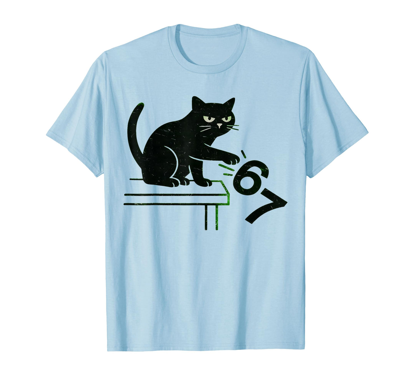 Six Seven Funny 6 7 Meme Cat Knocking Off 67 Funny Cat Funny T-Shirt