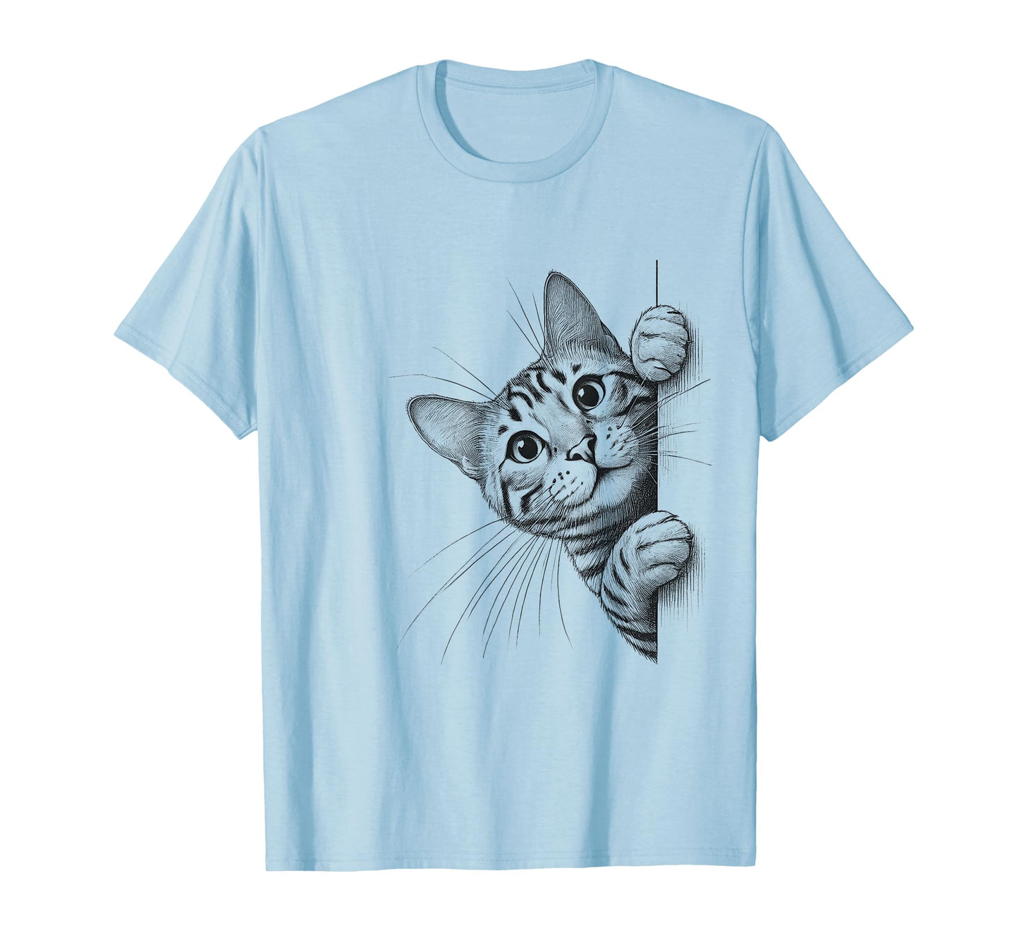 Funny Bengal Cat Peeking Design T-Shirt