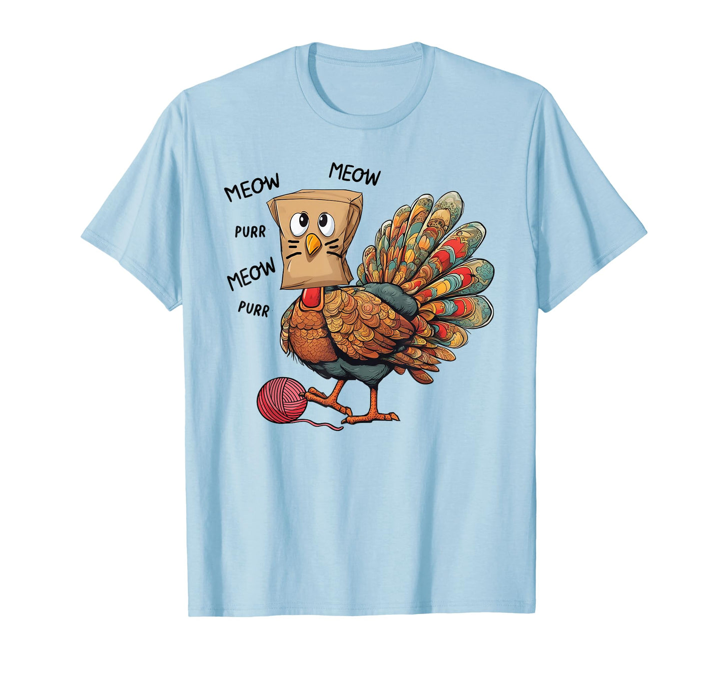 Thanksgiving Turkey Meow I'm a Cat Funny Thanksgiving T-Shirt for Men Women Girls Kids