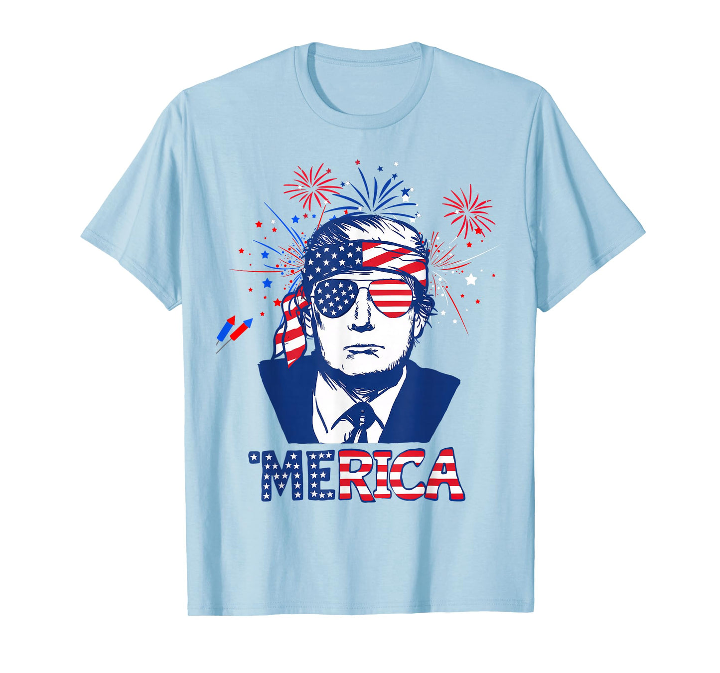 'MERICA TRUMP Happy 4th Of July Trump American Flag T-Shirt