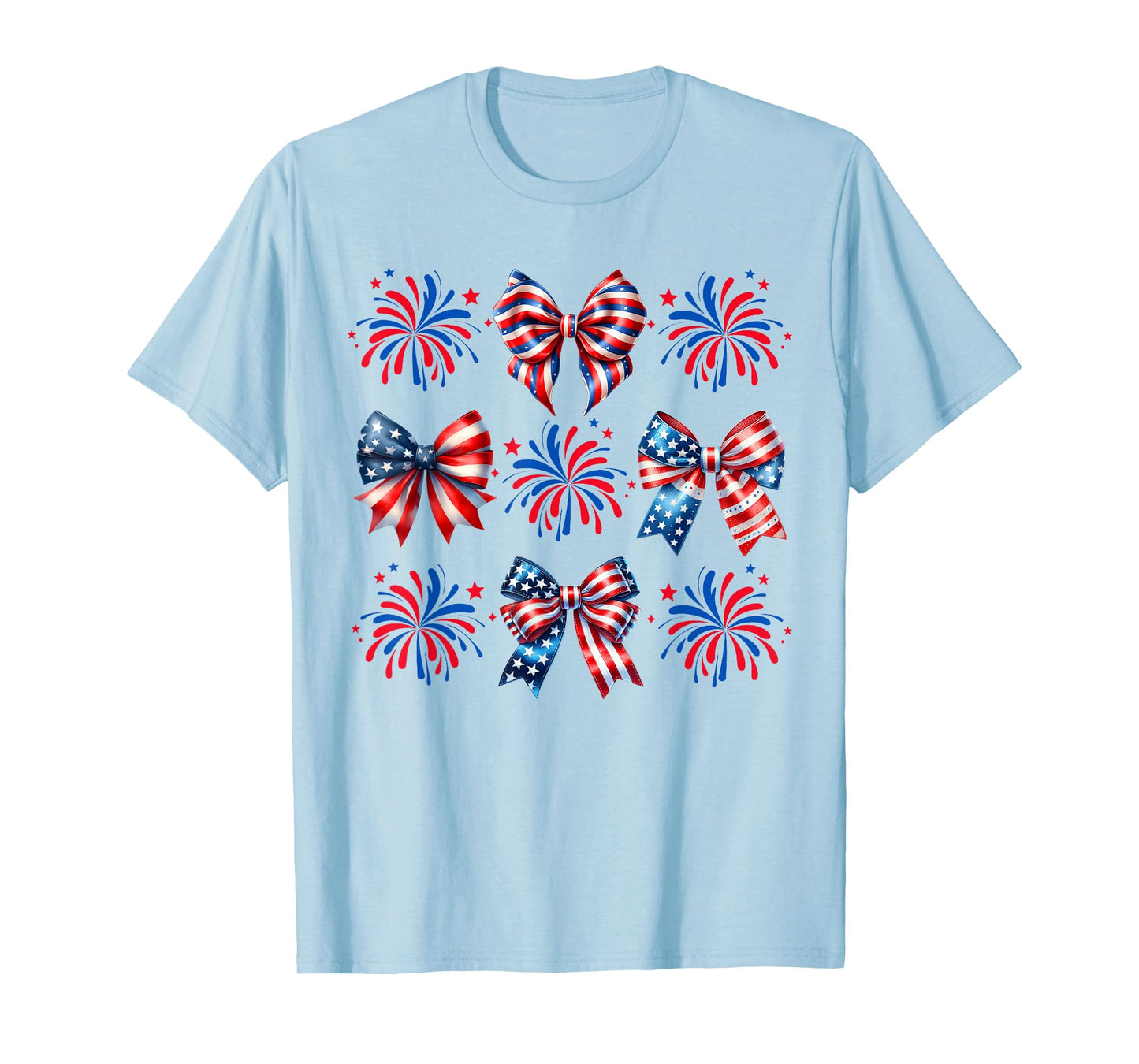 Coquette Bow Patriotic American USA Flag Happy 4th Of July T-Shirt