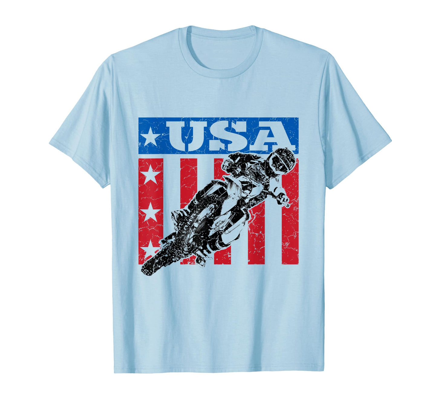 USA Dirt Bike 4th of July Motocross American Flag MX Racing T-Shirt