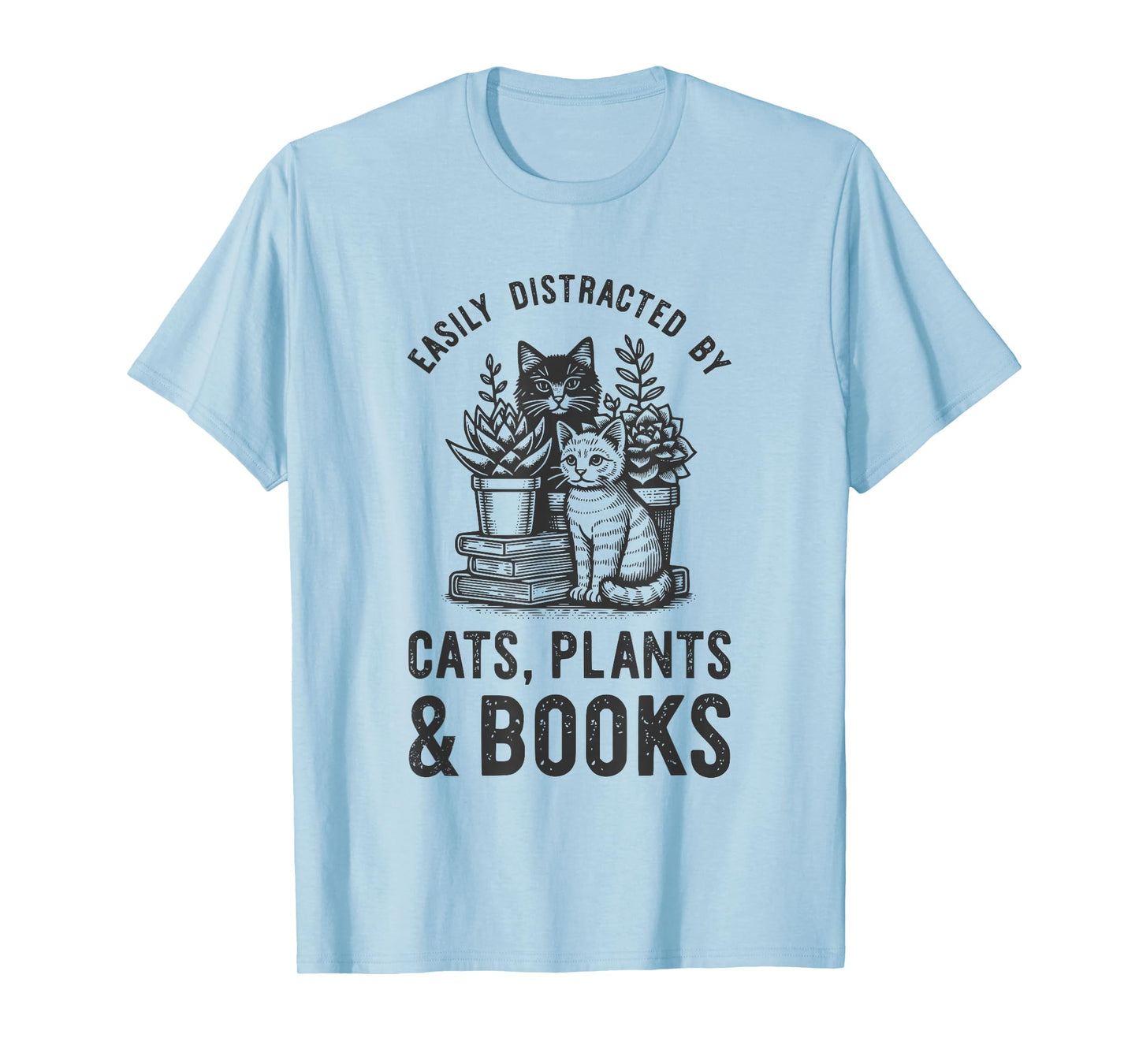 Cats Plants And Books Shirt Funny Plant Lover Gift Gardening T-Shirt