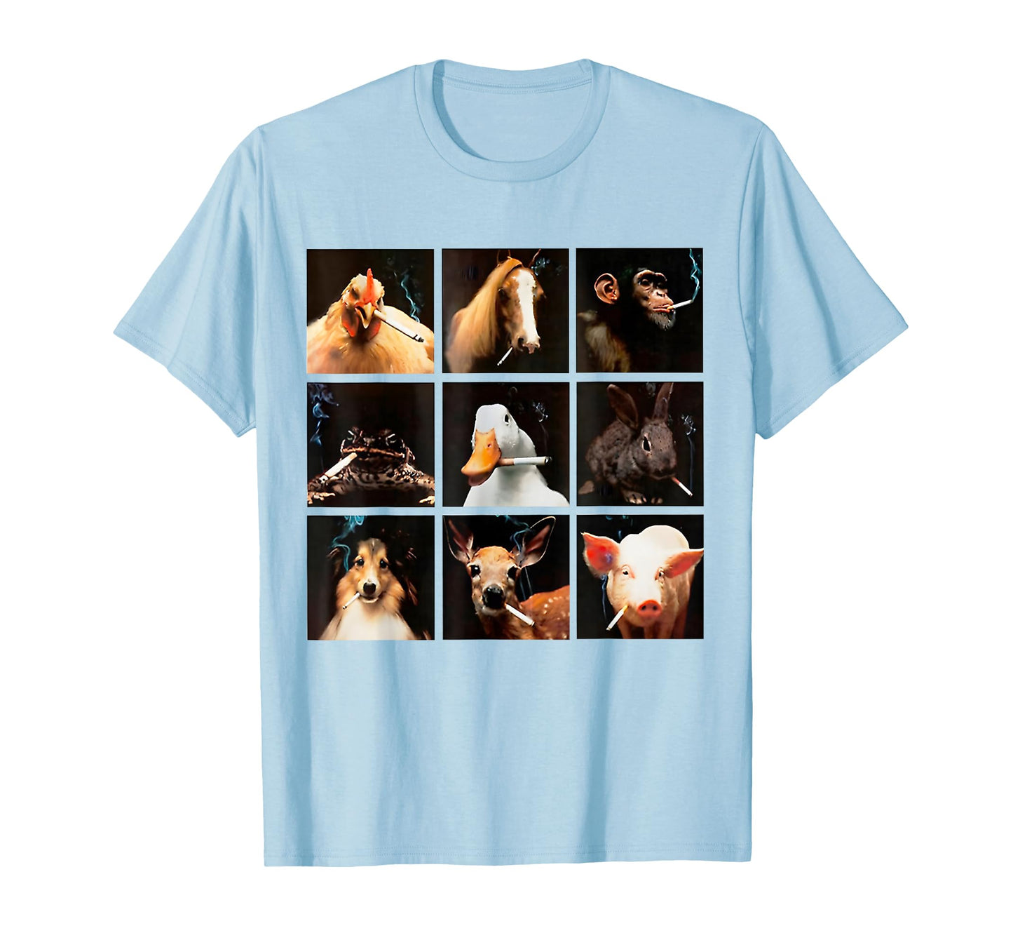 Funny Animals Smoking Mens Women Cute Cat Dog Duck Meme T-Shirt