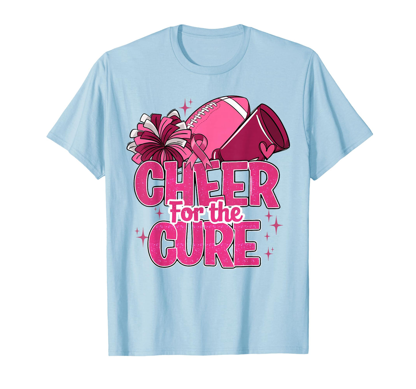 Cheer For The Cure Breast Cancer Awareness Pink Ribbon T-Shirt