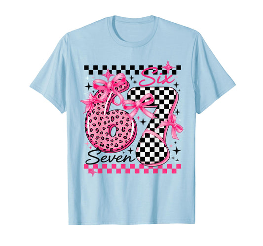 67 Leopard Checkered Six Seven Meme 6-7 Teachers T-Shirt