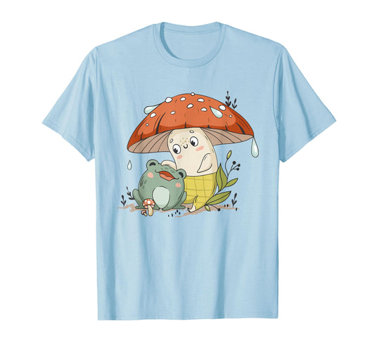 Cute Frog Mushroom Shirt Girl Teen Women Cottagecore Kawaii T-Shirt