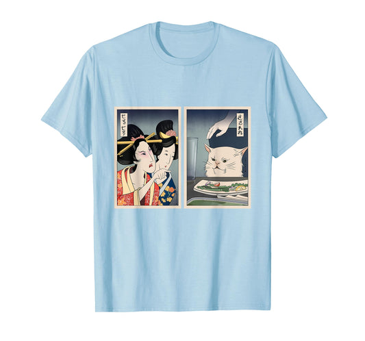 Angry Lady Yelling At Cat Meme Woman Funny Japan Graphic T-Shirt