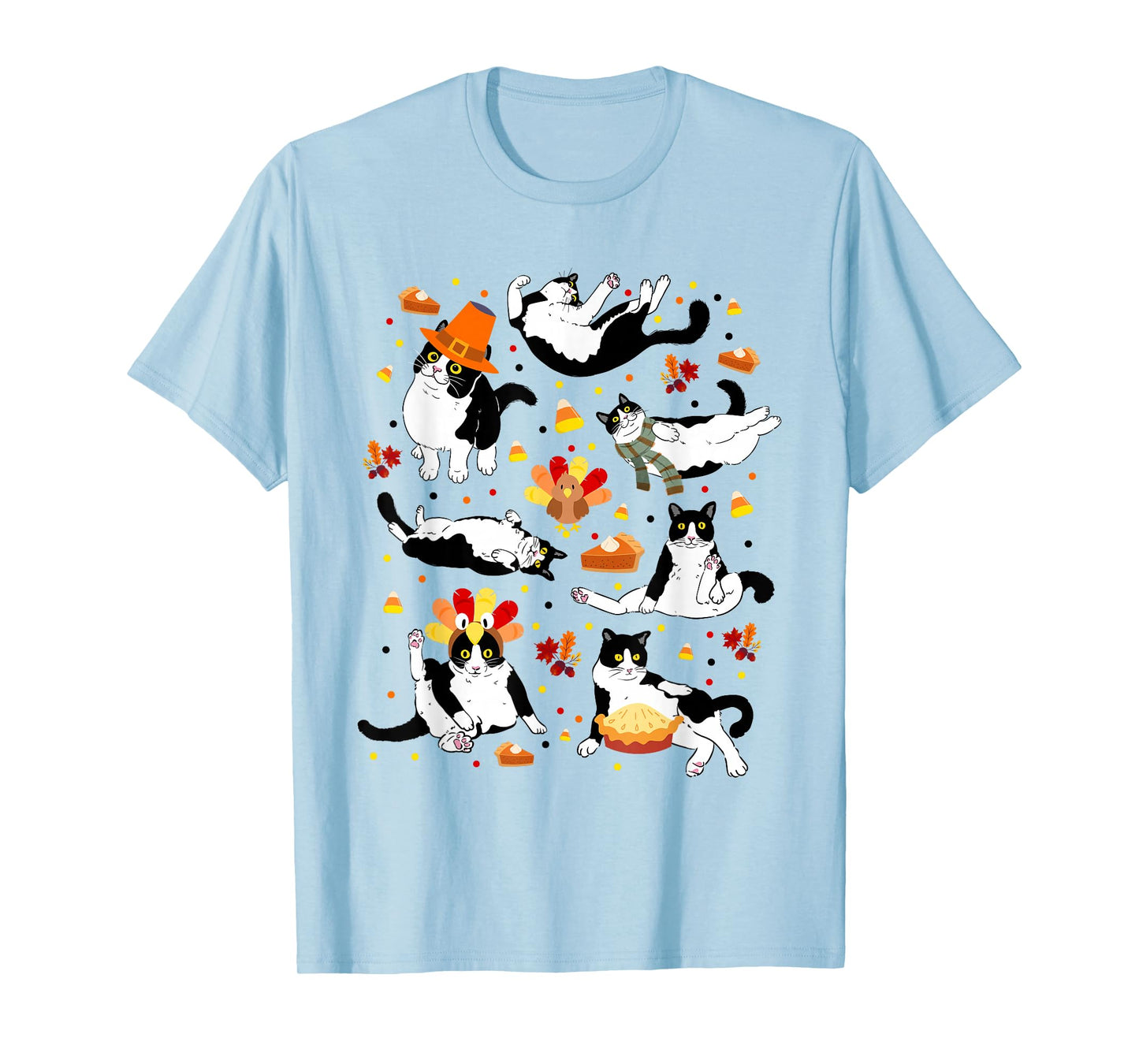 Funny Tuxedo Cat Fall Season Cute Cat Autumn Kids Men Women T-Shirt
