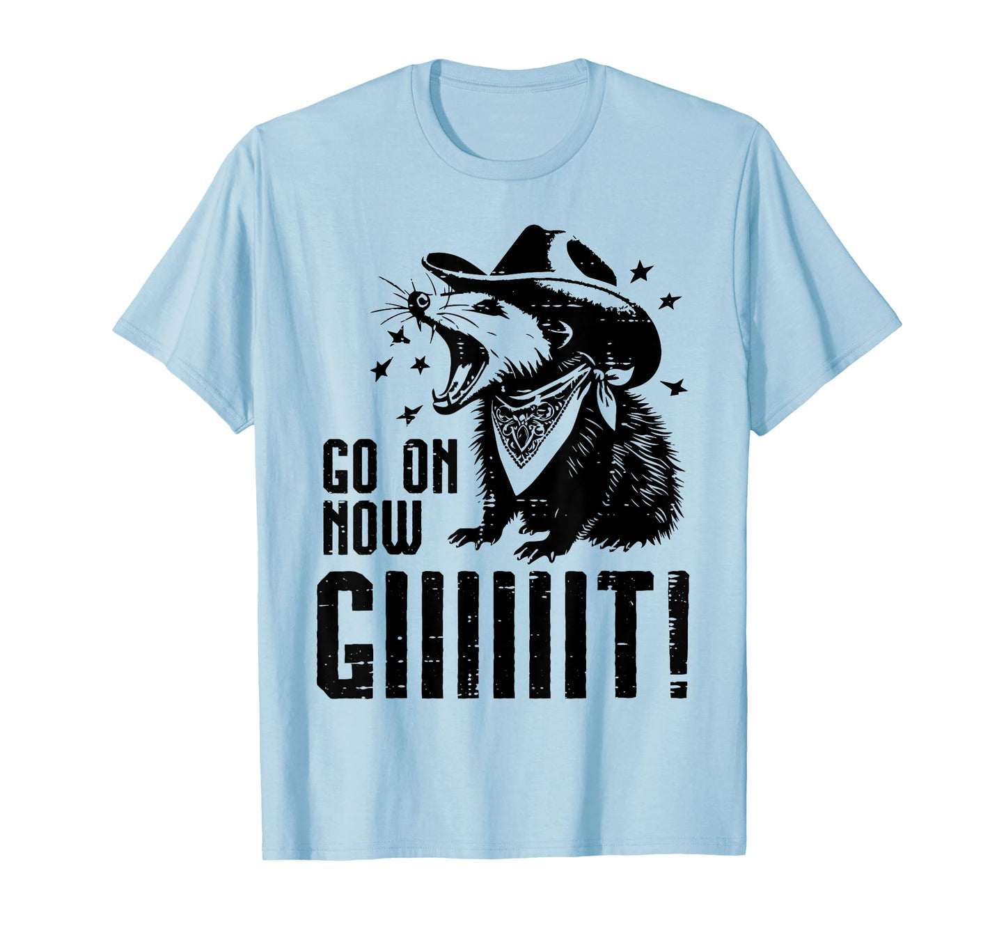 Opossum Cowboy Go On Git Funny Possum Humor Men Women Kids T-Shirt