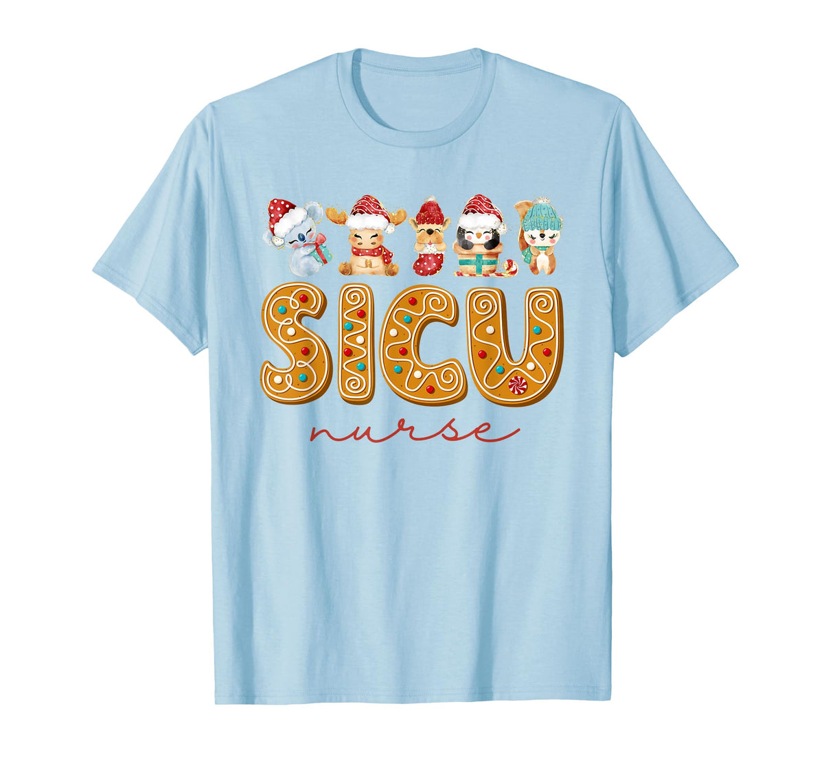 SICU Nurse Christmas Gingerbread Surgical Intensive Care T-Shirt