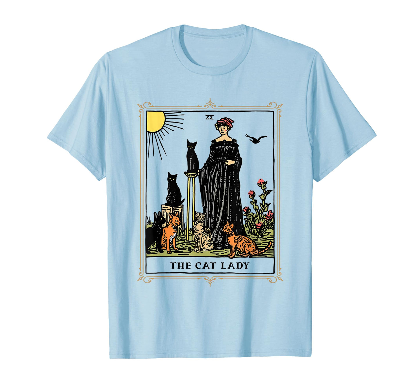 The Cat Lady Tarot Card, Vintage Gothic Cat Women Cat Mom T-Shirt