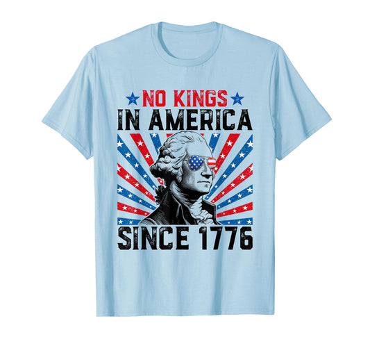 No Kings in America Since 1776 Distressed USA Flag Vintage T-Shirt