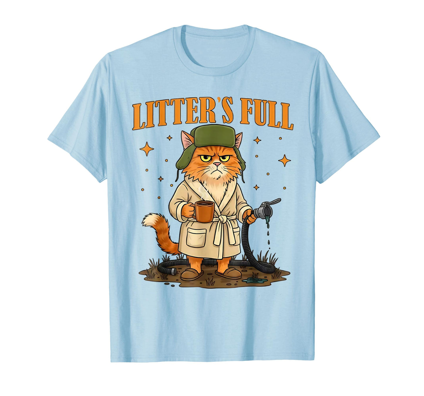 Vintage Litter's Full Cat Funny Cat Christmas Humor Saying T-Shirt