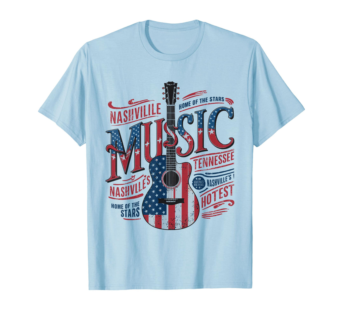 Nashville Music US Flag Guitar T-Shirt