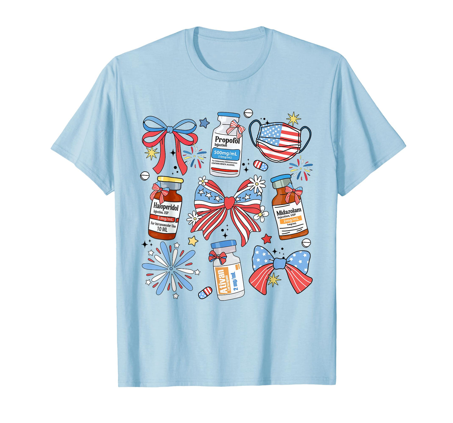 Coquette Bow 4th of July Nurse Girly Pharmacy ICU Nurse CRNA T-Shirt