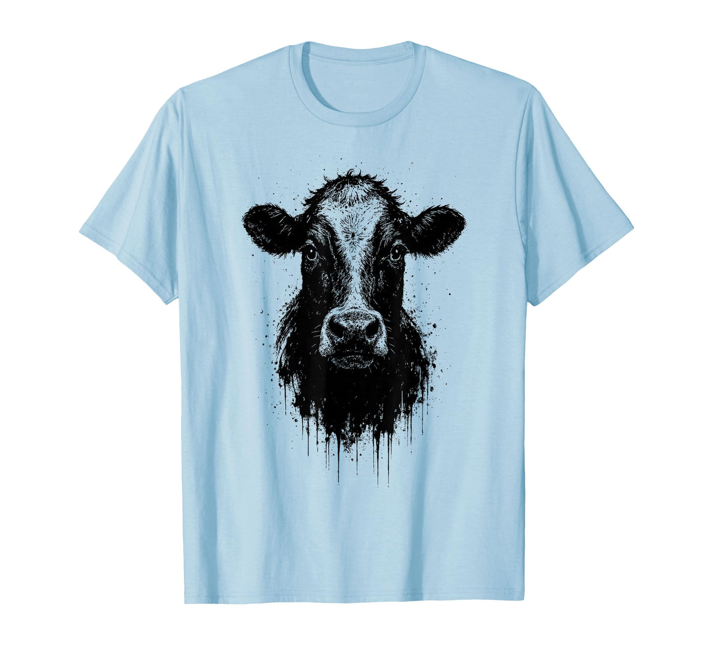 Cow Ink Art Country Farm Rustic Animal Portrait Edgy Grunge T-Shirt
