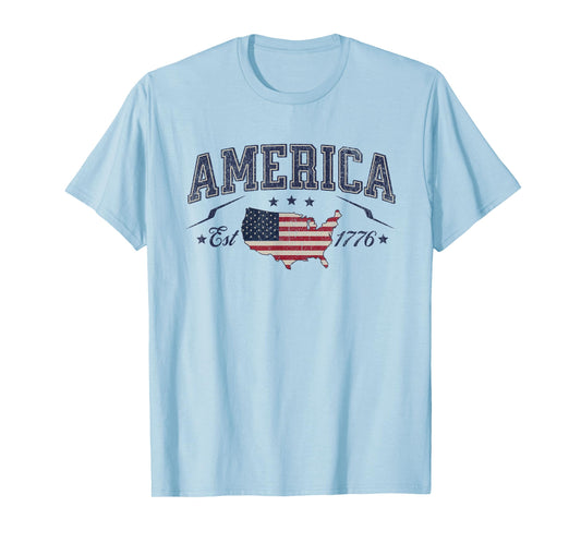 Patriotic American Flag USA Est 1776 4th of July America T-Shirt